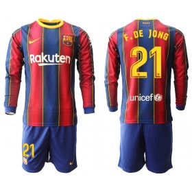 Maillot FC Barcelone Frenkie de Jong 21 Enfant Domicile 2020/2021 Manche Longue